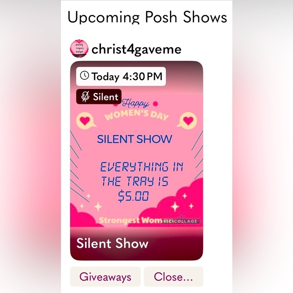 This listing is for a silent show